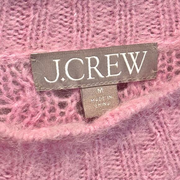 J. Crew Pink Pointelle Scallop Trim Sweater - size Medium - Picture 5 of 6